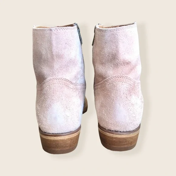 $369 Frye Billy Blush Pink Suede Leather Zip Up Short Festival Cowboy Ankle Boot - Picture 12 of 15